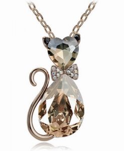 Crystal Cat Pendant Fashion Jewelry Necklace