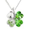 Elegant Value Four-Leaf Clover Pendant Necklace - Green Crystal