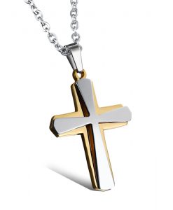 Silver-on-Gold Cross Necklace