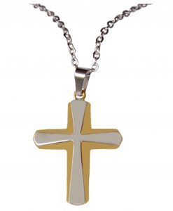 Silver-on-Gold Cross Necklace